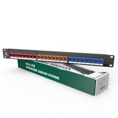 6类彩色24口分体式1U模块式网络配线架