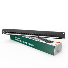 Paneles de interconexión de red modular Cat6 Panel de interconexión estilo 110 de 24 puertos y 1 barra de gestión de cables para montaje en bastidor incluida