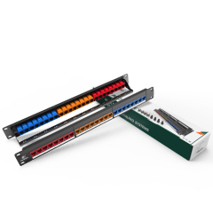 6类彩色24口分体式1U模块式网络配线架