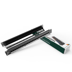 Paneles de interconexión de red modular Cat6 Panel de interconexión estilo 110 de 24 puertos y 1 barra de gestión de cables para montaje en bastidor incluida