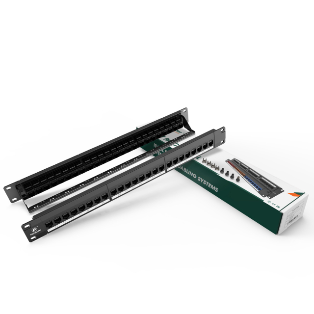 Paneles de interconexión de red modular Cat6 Panel de interconexión estilo 110 de 24 puertos y 1 barra de gestión de cables para montaje en bastidor incluida
