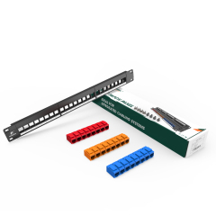 6类彩色24口分体式1U模块式网络配线架