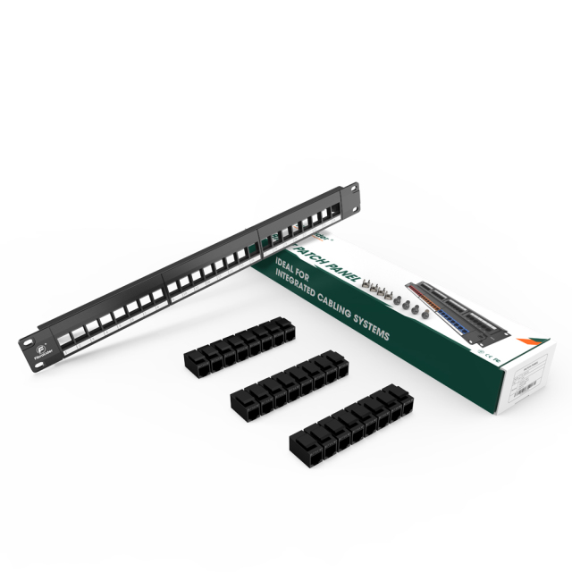 Paneles de interconexión de red modular Cat6 Panel de interconexión estilo 110 de 24 puertos y 1 barra de gestión de cables para montaje en bastidor incluida