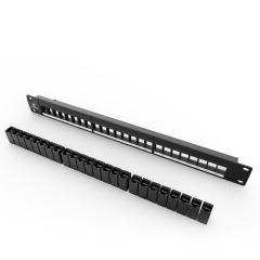 Paneles de interconexión de red modular Cat6 Panel de interconexión estilo 110 de 24 puertos y 1 barra de gestión de cables para montaje en bastidor incluida