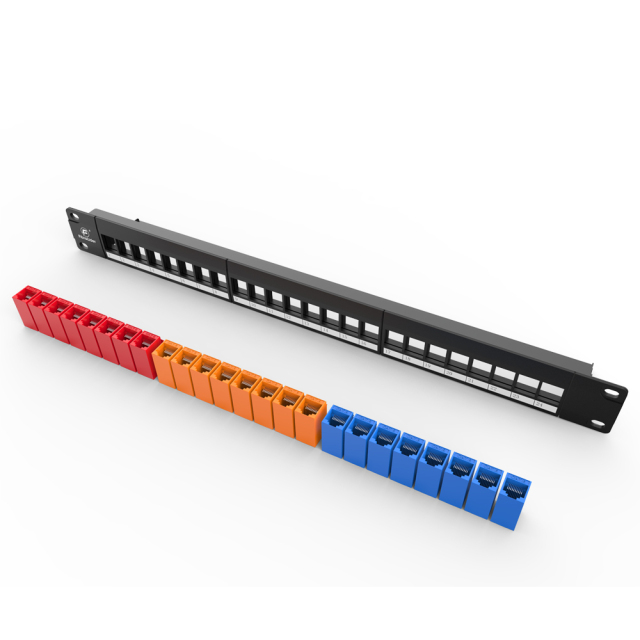 6类彩色24口分体式1U模块式网络配线架