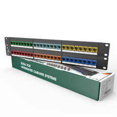 6类彩色48口分体式2U模块式网络配线架