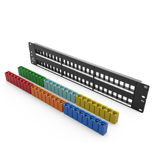 6类彩色48口分体式2U模块式网络配线架