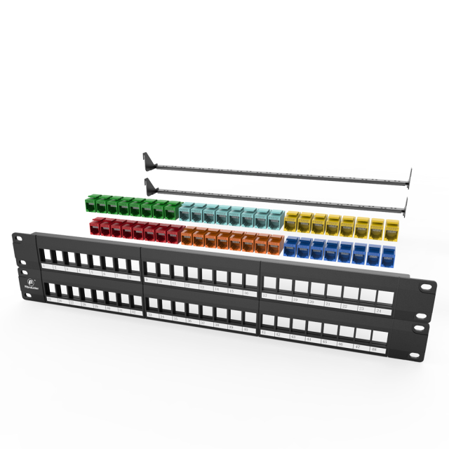 6类彩色48口分体式2U模块式网络配线架