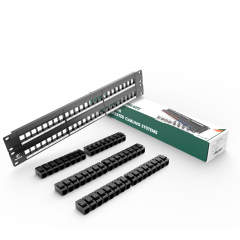 Cat6 Modular Network Patch Panels 48-Port 2 Rack Mount Cable Management Bar Included