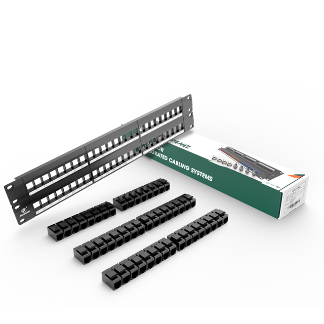 Cat6 Modular Network Patch Panels 48-Port 2 Rack Mount Cable Management Bar Included