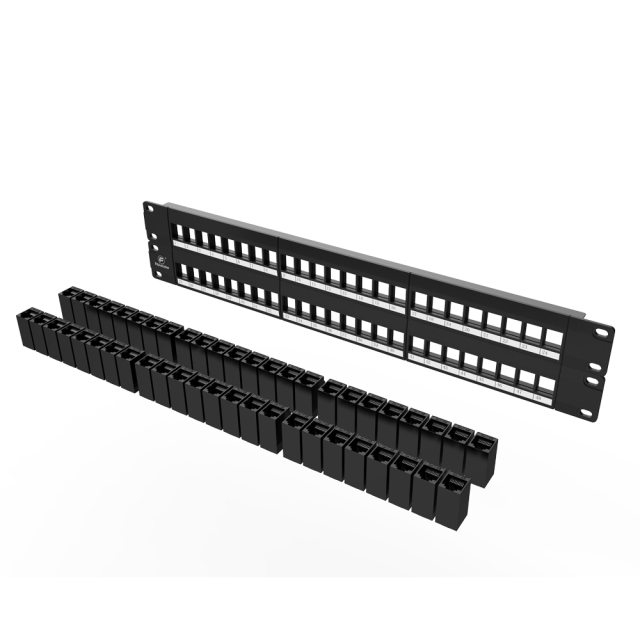 Cat6 Modular Network Patch Panels 48-Port 2 Rack Mount Cable Management Bar Included