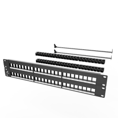 Cat6 Modular Network Patch Panels 48-Port 2 Rack Mount Cable Management Bar Included