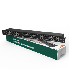 Panel de conexión de cobre FTP blindado CAT5e de 48 puertos 2RU 19″ carcasa metálica