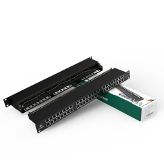 Panel de conexión de cobre FTP blindado CAT5e de 48 puertos 2RU 19″ carcasa metálica