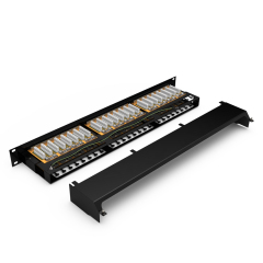 Panel de conexión de cobre FTP blindado CAT5e de 48 puertos 2RU 19″ carcasa metálica
