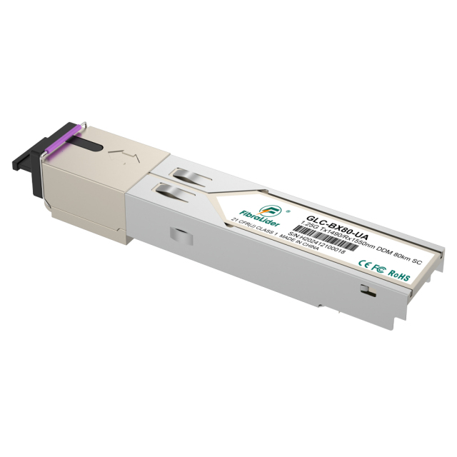 GLC-BX80-UA, modo único, 1,25 g Tx1490/Rx1550nm, 80 km, módulos SFP, bidirecionalidade SC Simplex, transceptores SM SFP