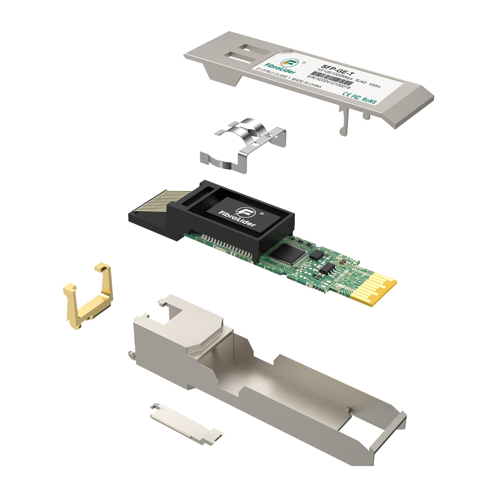 SFP-GE-T,Módulos SFP RJ45 Ethernet a velocidad adaptable de 1,25 Gbps 10/100/1000 Mbps de cobre