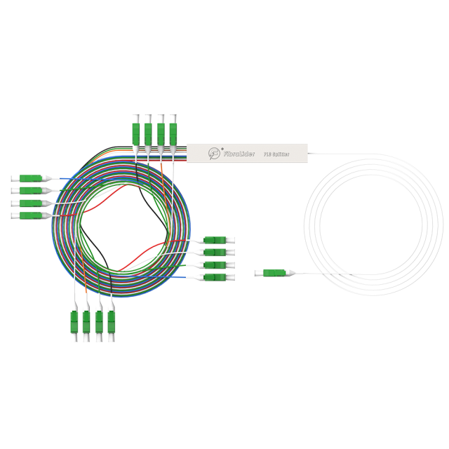Divisor de fibra óptica PLC, 1x16 com conector LC/APC, tubo de aço 1:16 divisor de fibra monomodo PLC