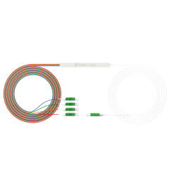 Fiber Optic PLC Splitter,1x4 with LC/APC Connector,Steel Tube 1:4 Singlemode Fiber PLC Splitter
