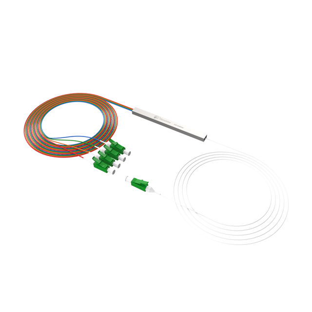 Fiber Optic PLC Splitter,1x4 with LC/APC Connector,Steel Tube 1:4 Singlemode Fiber PLC Splitter