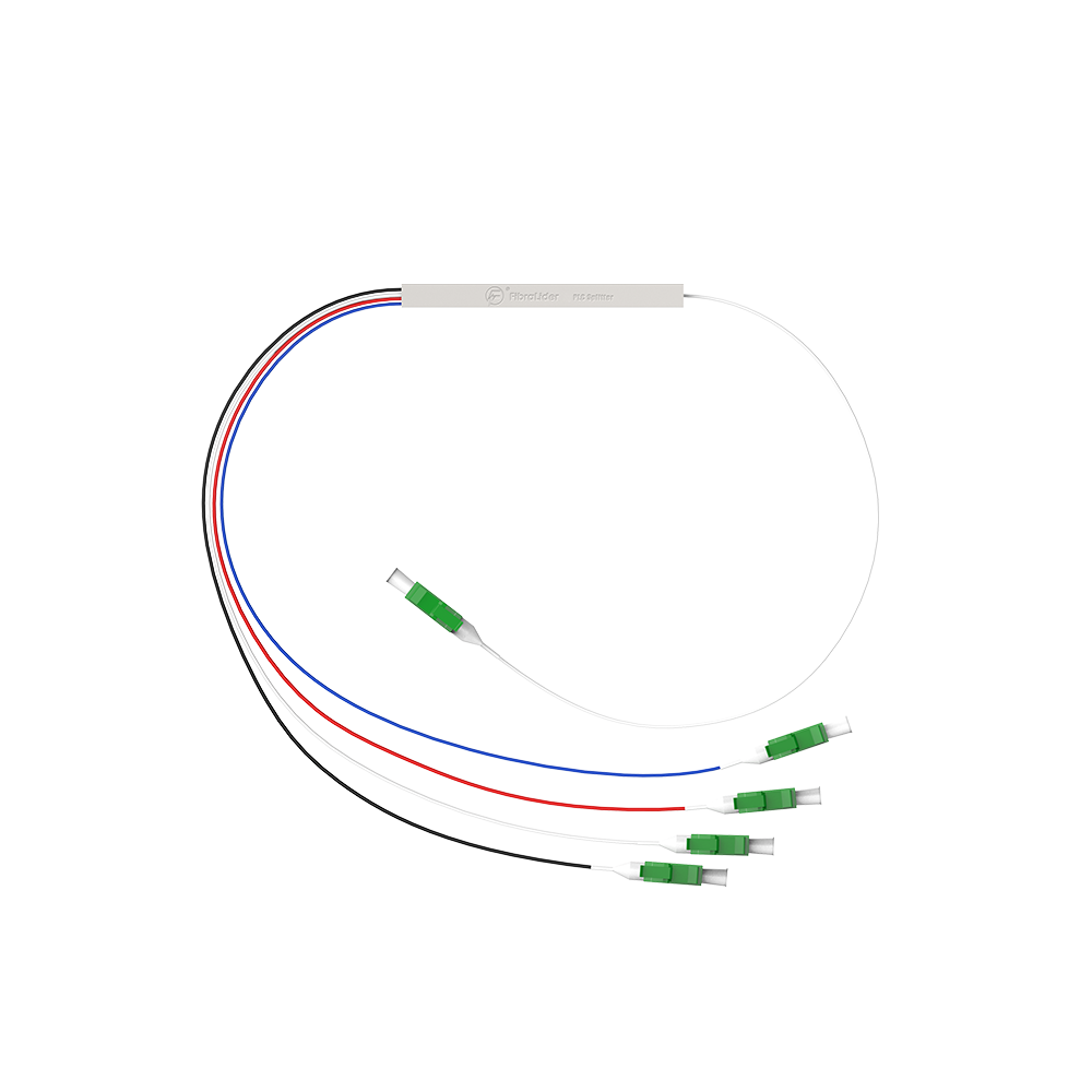 Fiber Optic PLC Splitter,1x4 with LC/APC Connector,Steel Tube 1:4 Singlemode Fiber PLC Splitter
