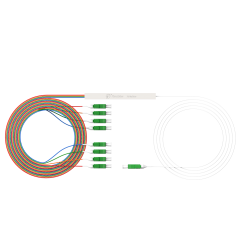 Fiber Optic PLC Splitter,1x8 with LC/APC Connector,Steel Tube 1:8 Singlemode Fiber PLC Splitter