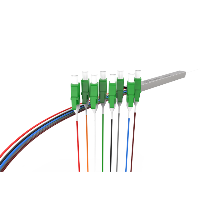 Fiber Optic PLC Splitter,1x8 with LC/APC Connector,Steel Tube 1:8 Singlemode Fiber PLC Splitter