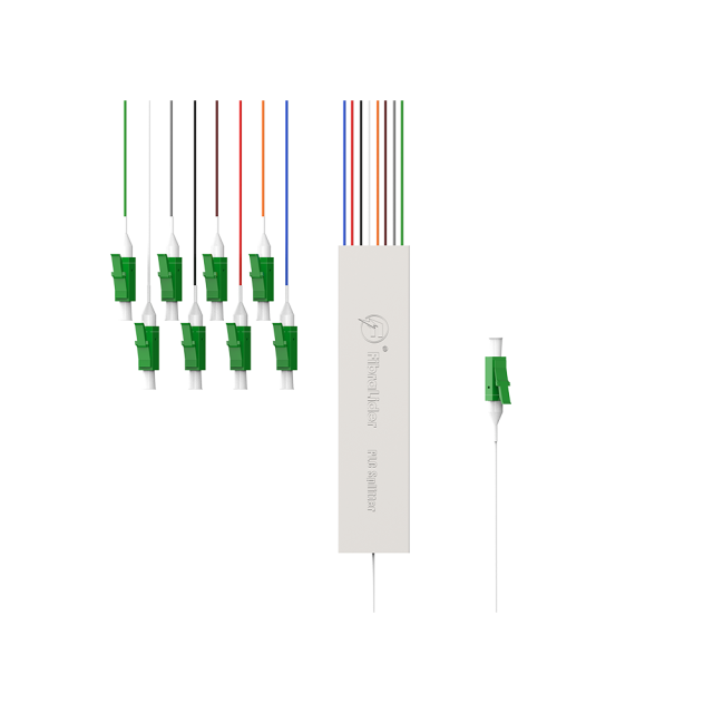 Fiber Optic PLC Splitter,1x8 with LC/APC Connector,Steel Tube 1:8 Singlemode Fiber PLC Splitter
