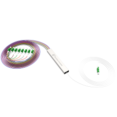 Fiber Optic PLC Splitter,1x8 with LC/APC Connector,Steel Tube 1:8 Singlemode Fiber PLC Splitter