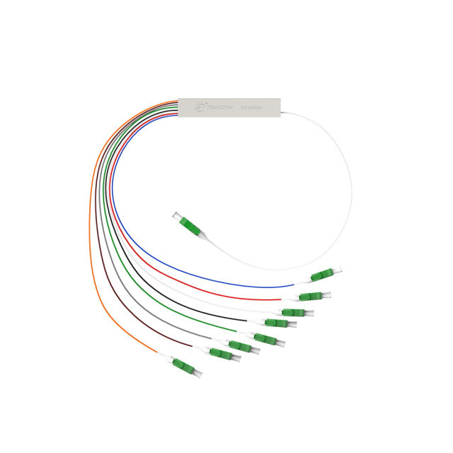 Fiber Optic PLC Splitter,1x8 with LC/APC Connector,Steel Tube 1:8 Singlemode Fiber PLC Splitter
