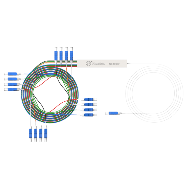 Fiber Optic PLC Splitter,1x16 with LC/UPC Connector,Steel Tube 1:16 Singlemode Fiber PLC Splitter