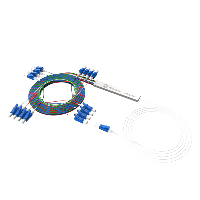 Fiber Optic PLC Splitter,1x16 with LC/UPC Connector,Steel Tube 1:16 Singlemode Fiber PLC Splitter