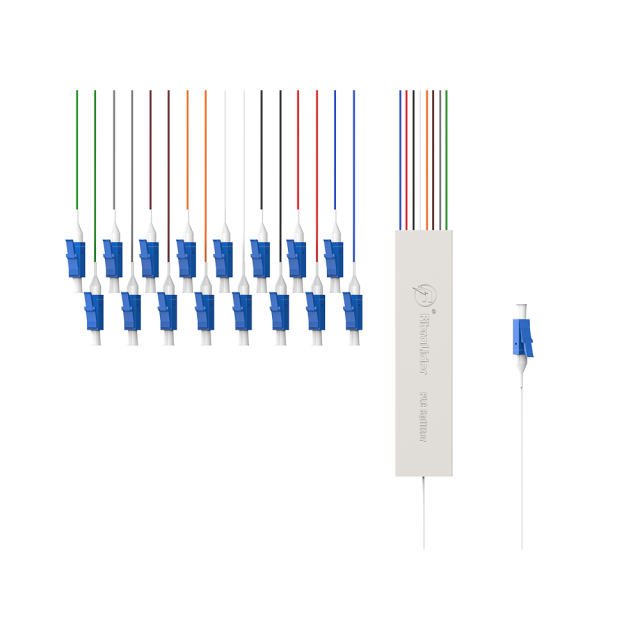 Fiber Optic PLC Splitter,1x16 with LC/UPC Connector,Steel Tube 1:16 Singlemode Fiber PLC Splitter