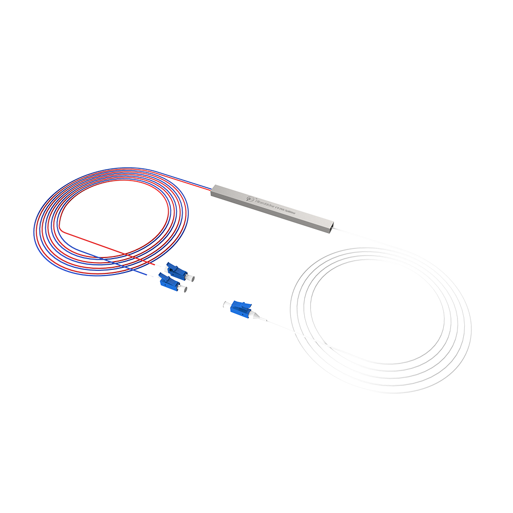 Fiber Optic PLC Splitter,1x2 with LC/UPC Connector,Steel Tube 1:2 Singlemode Fiber PLC Splitter