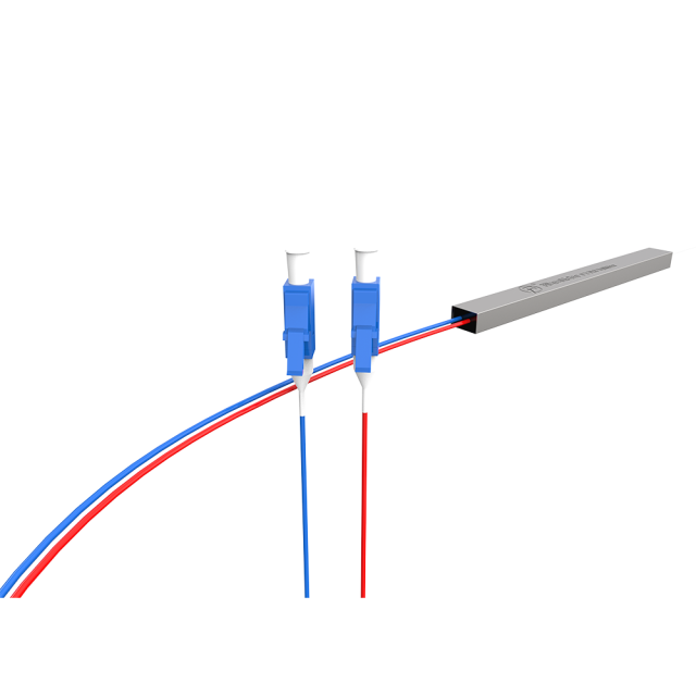 PLC分光器，1x2带LC/UPC连接器，钢管微型分路器