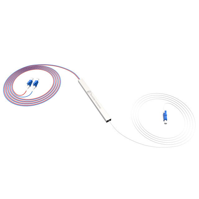PLC分光器，1x2带LC/UPC连接器，钢管微型分路器