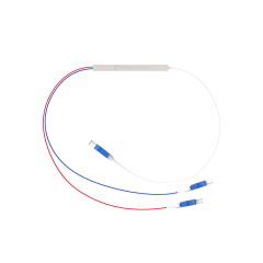 PLC分光器，1x2带LC/UPC连接器，钢管微型分路器