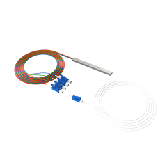 Fiber Optic PLC Splitter,1x4 with LC/UPC Connector,Steel Tube 1:4 Singlemode Fiber PLC Splitter