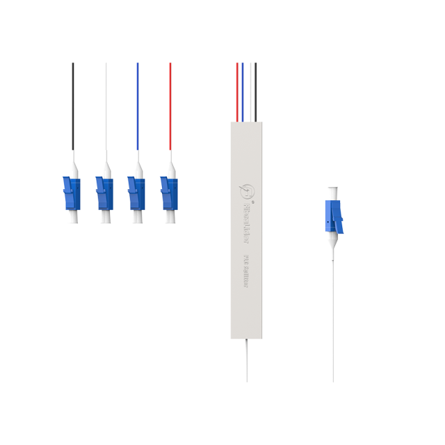 Fiber Optic PLC Splitter,1x4 with LC/UPC Connector,Steel Tube 1:4 Singlemode Fiber PLC Splitter