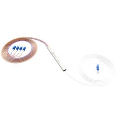 Fiber Optic PLC Splitter,1x4 with LC/UPC Connector,Steel Tube 1:4 Singlemode Fiber PLC Splitter