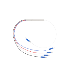 Fiber Optic PLC Splitter,1x4 with LC/UPC Connector,Steel Tube 1:4 Singlemode Fiber PLC Splitter