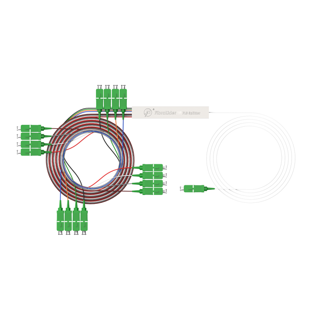 Divisor PLC de fibra óptica,1x16 con conector SC/APC,Tubo de acero 1:16 Divisor PLC de fibra monomodo