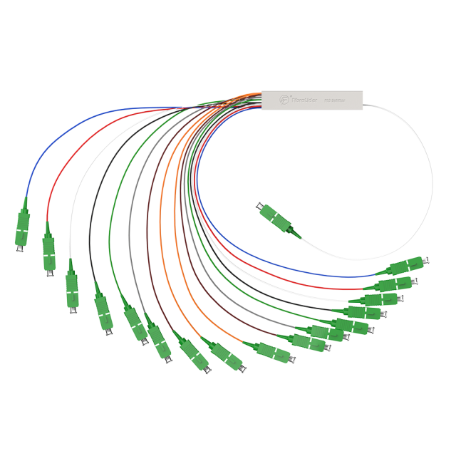 Divisor PLC de fibra óptica,1x16 con conector SC/APC,Tubo de acero 1:16 Divisor PLC de fibra monomodo