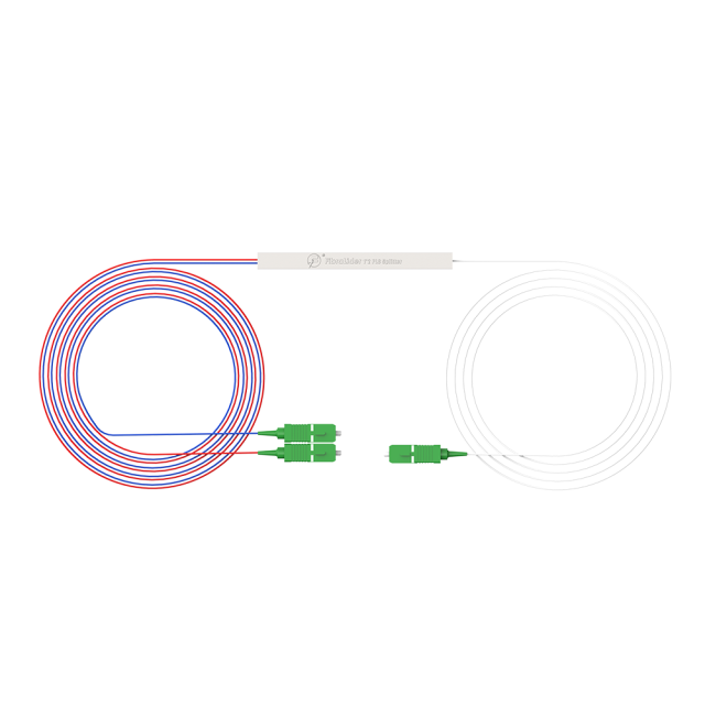 Fiber Optic PLC Splitter,1x2 with SC/APC Connector,Steel Tube 1:2 Singlemode Fiber PLC Splitter