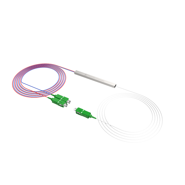 Fiber Optic PLC Splitter,1x2 with SC/APC Connector,Steel Tube 1:2 Singlemode Fiber PLC Splitter