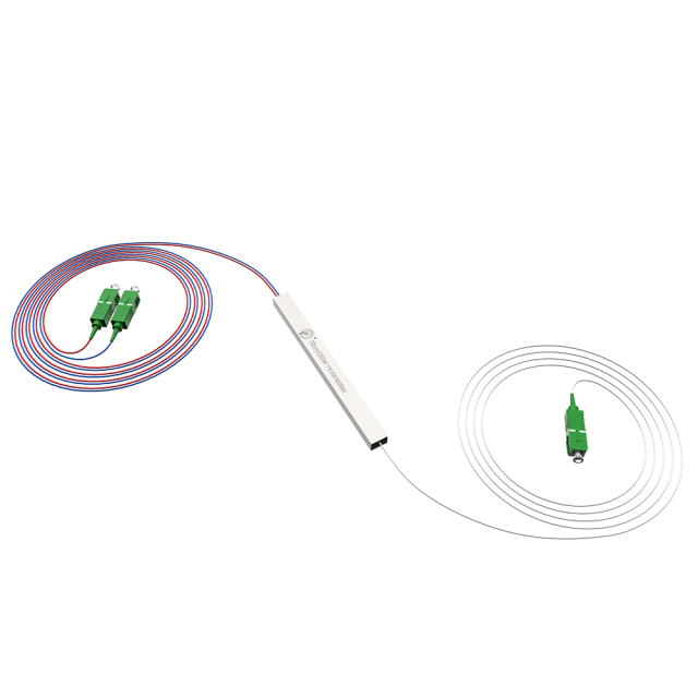 Fiber Optic PLC Splitter,1x2 with SC/APC Connector,Steel Tube 1:2 Singlemode Fiber PLC Splitter