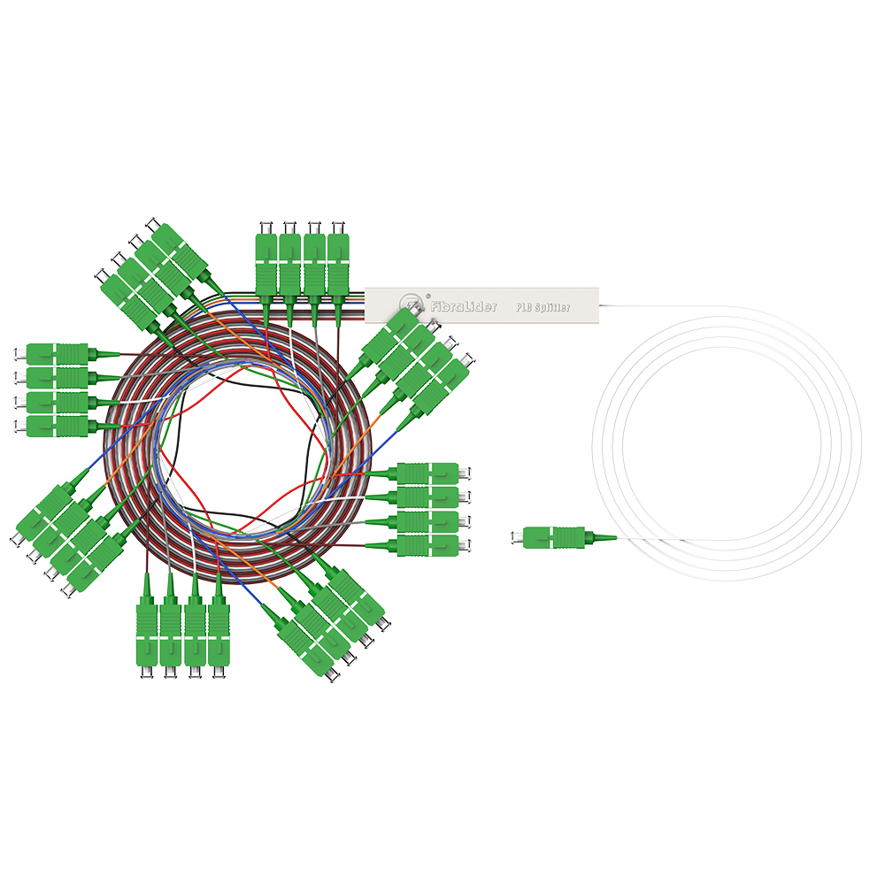 Fiber Optic PLC Splitter,1x32 with SC/APC Connector,Steel Tube 1:32 Singlemode Fiber PLC Splitter