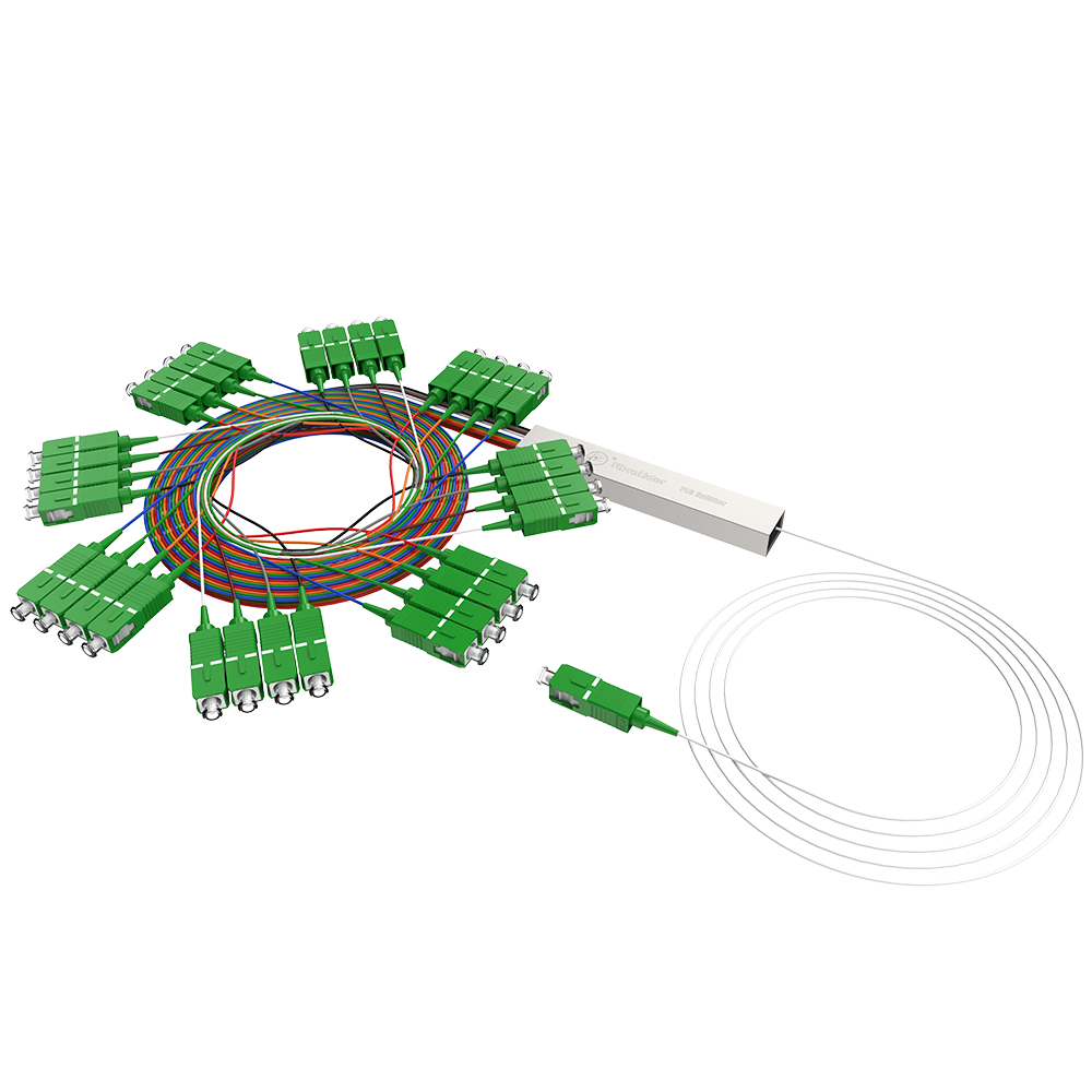 Fiber Optic PLC Splitter,1x32 with SC/APC Connector,Steel Tube 1:32 Singlemode Fiber PLC Splitter