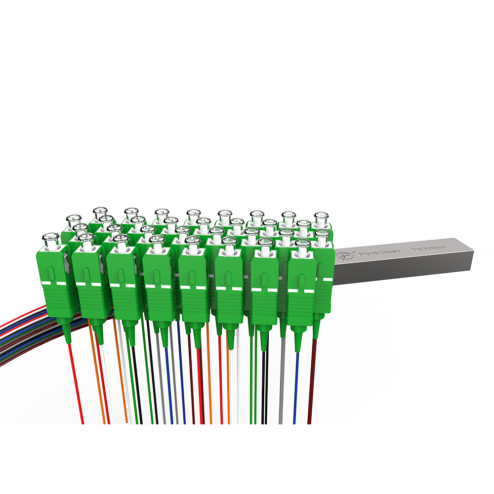 Fiber Optic PLC Splitter,1x32 with SC/APC Connector,Steel Tube 1:32 Singlemode Fiber PLC Splitter