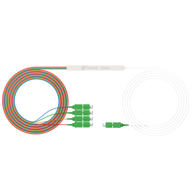 Оптоволоконный сплиттер PLC, 1x4 с разъемом SC/APC, стальная трубка 1:4 одномодового волокна PLC сплиттер